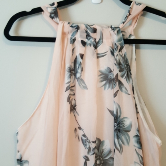 Tie neck pink floral summer dress by fashion Mia - Picture 3 of 6